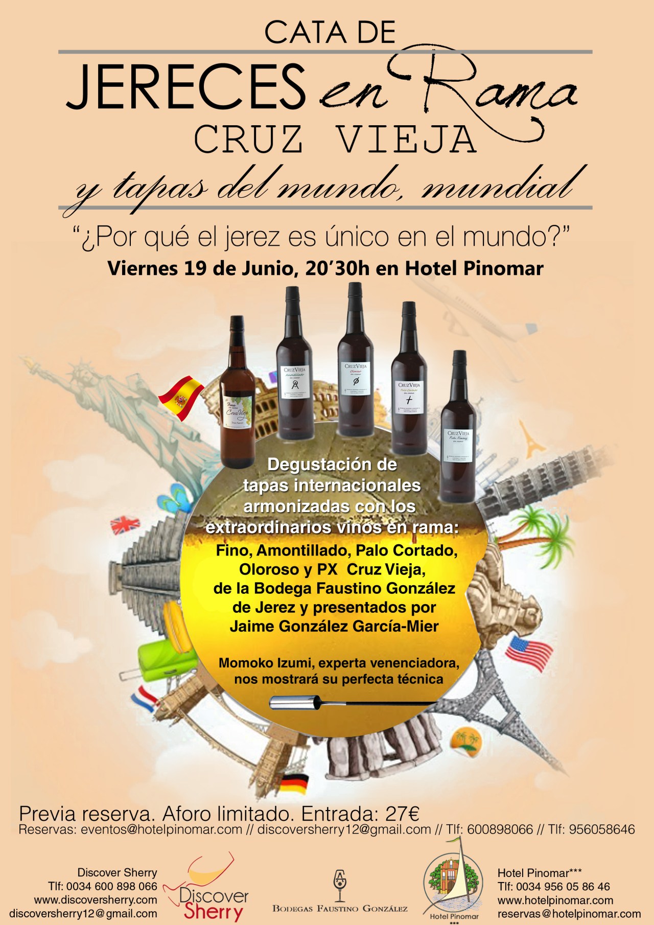 Cata jereces en rama Cruz Vieja y tapas del mundo&nbsp;mundial.