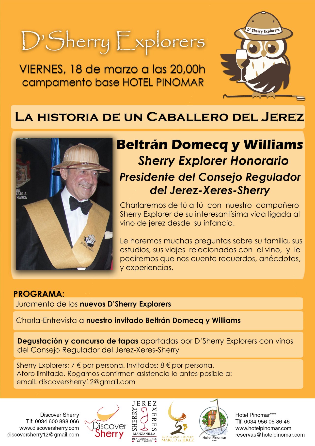 D. Beltrán Domecq, nuestro invitado en la próxima reunión de D´Sherry Explorers (Our Special Guest for the next&nbsp;meeting)