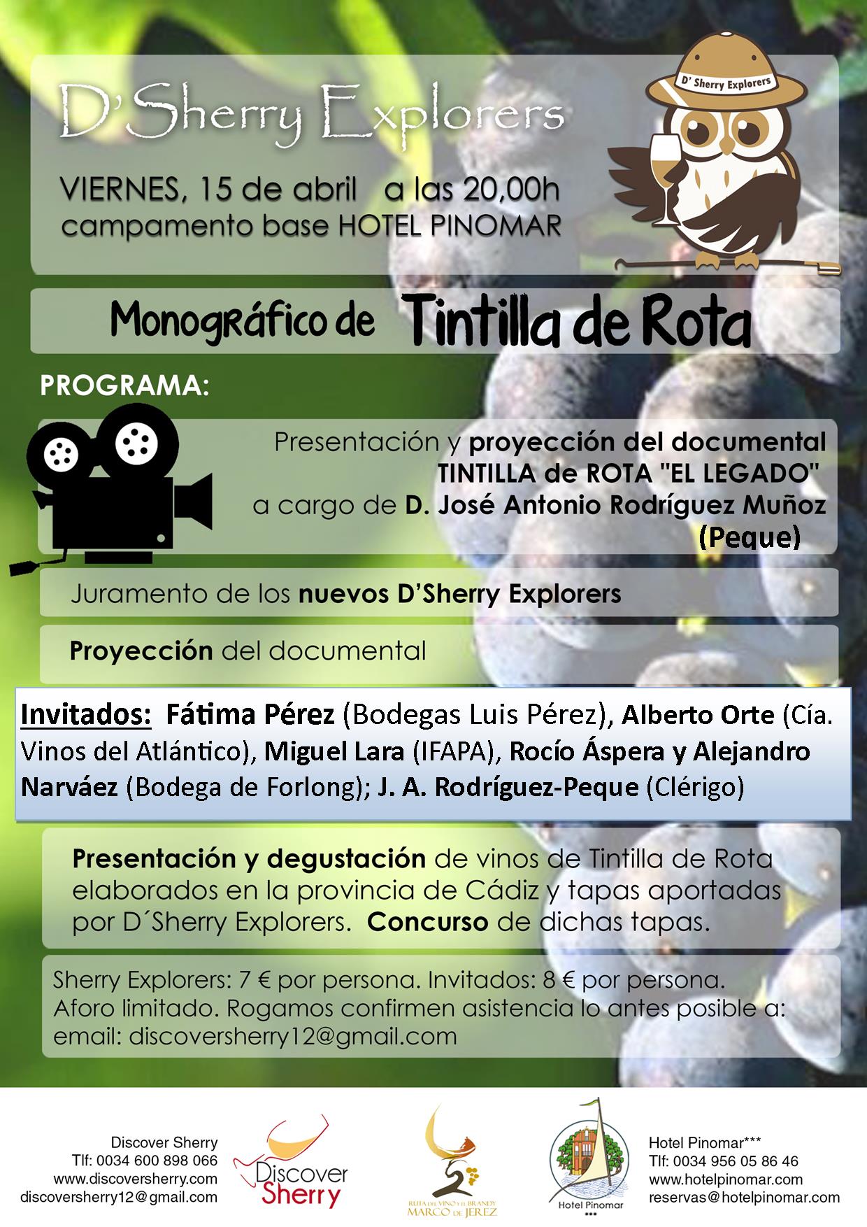 La Tintilla de Rota en la próxima reunión de D´Sherry Explorers.  Tintilla de Rota Wine in our next D´Sherry Explorers´&nbsp;meeting.