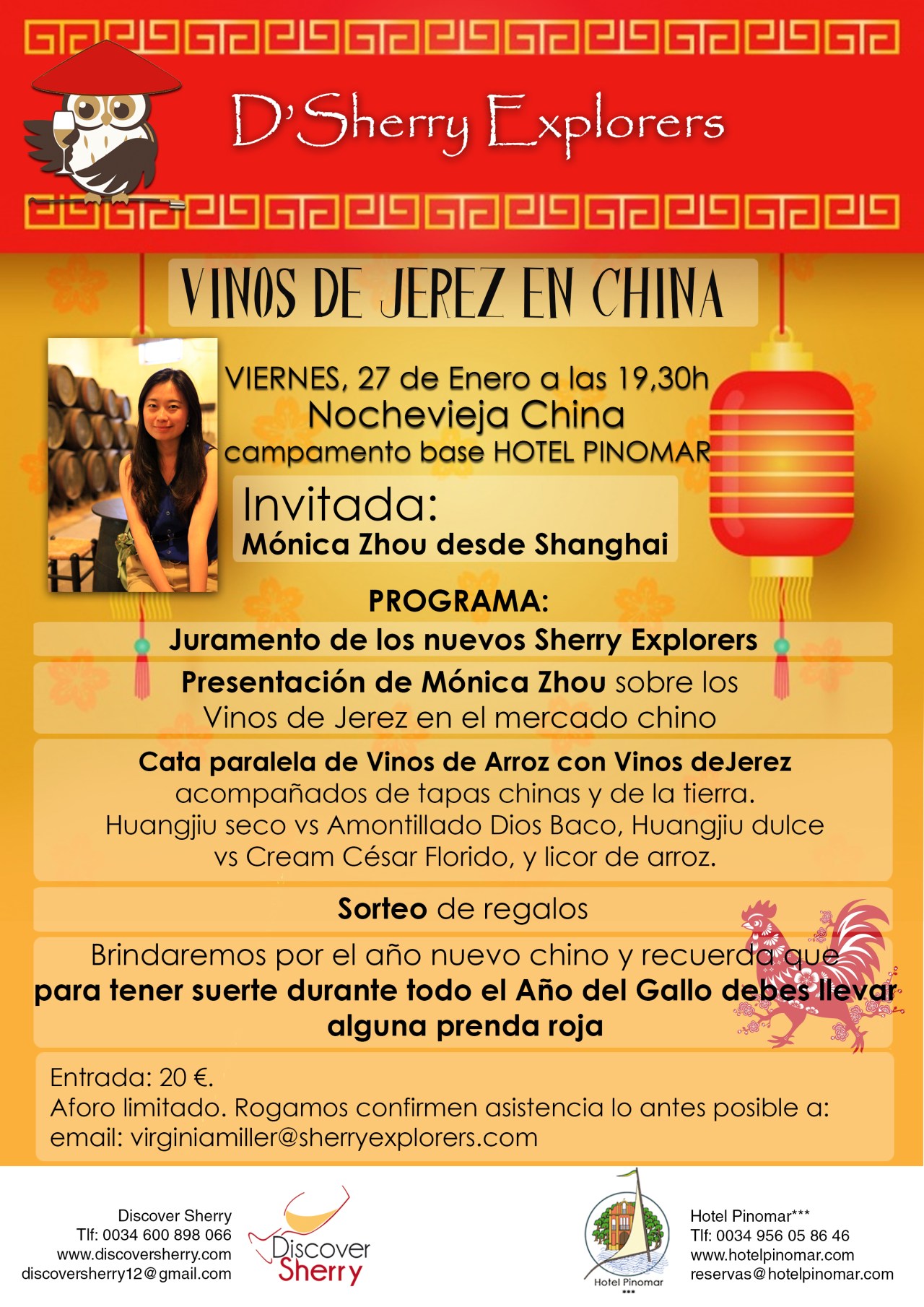 Mónica Zhou invitada a la reunión de los Sherry Explorers en la nochevieja china / Mónica Zhou will be D´Sherry Explorers´ guest on Chinese New Year´s&nbsp;eve