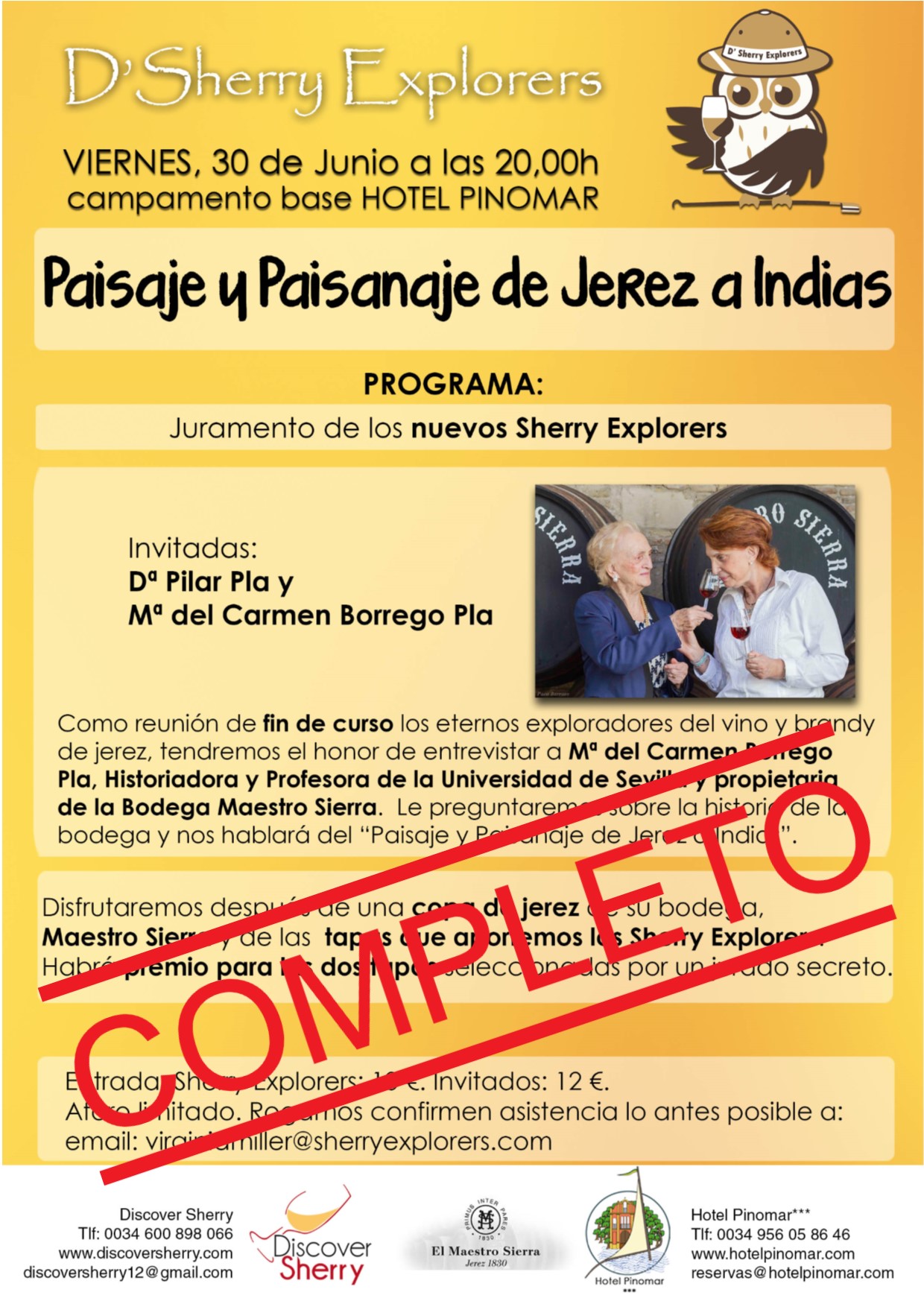 Reunión fin de curso de los Sherry Explorers: AFORO&nbsp;COMPLETO