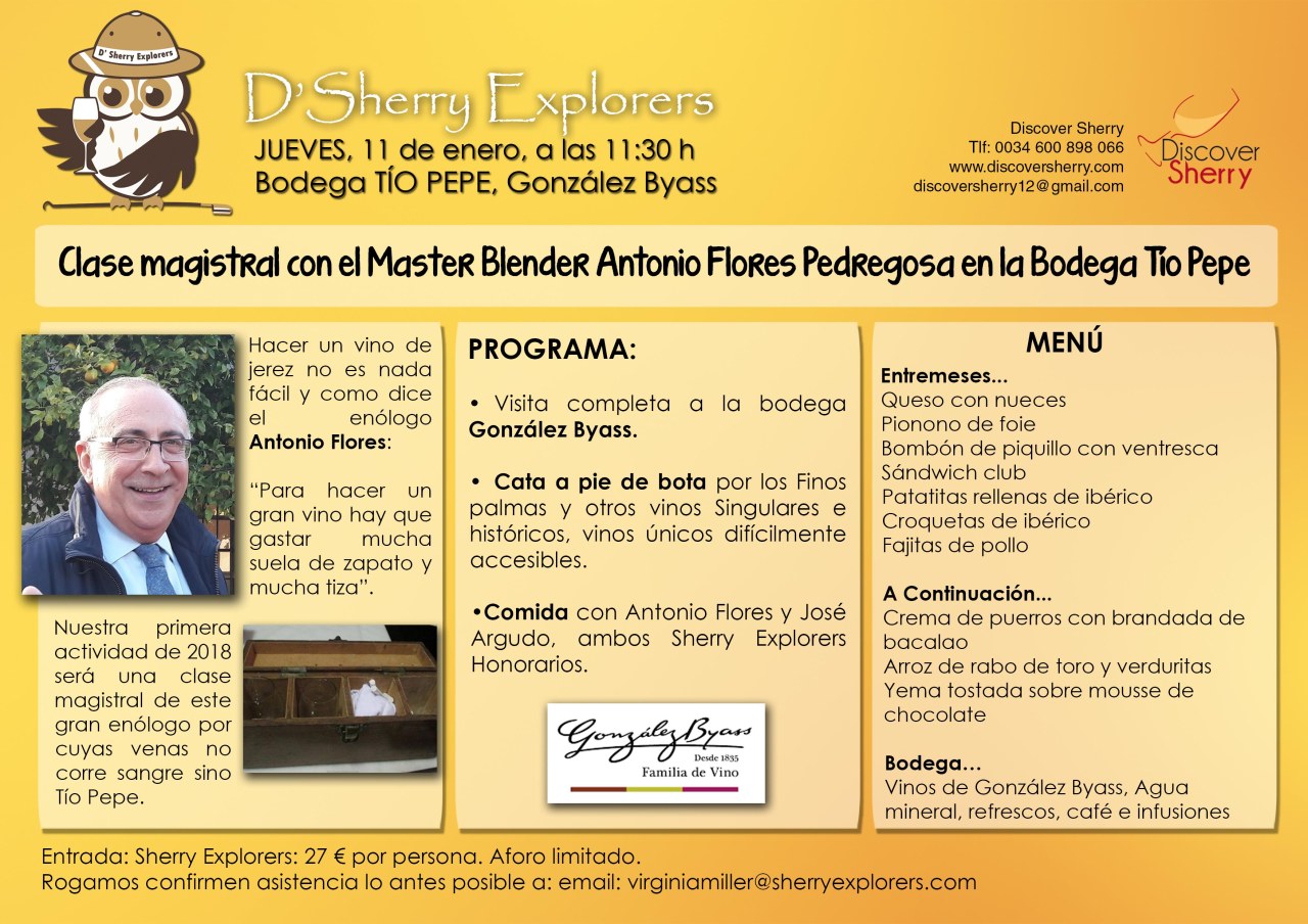 Clase magistral para los Sherry Explorers en Bodegas Tío Pepe / Master Class at Tío Pepe Winery for the Sherry&nbsp;Explorers