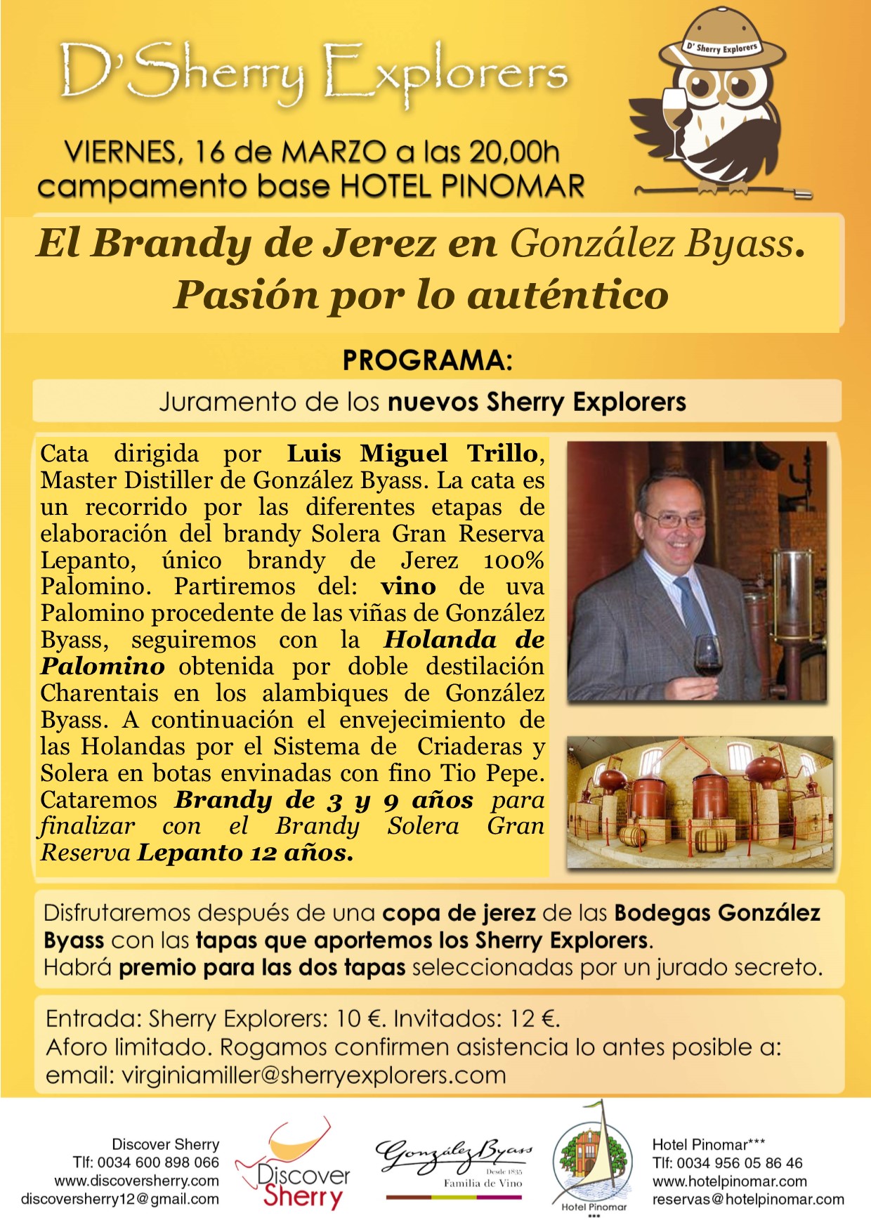 Master Distiller de González Byass, Luis Miguel Trillo, invitado de la reunión mensual de los Sherry Explorers.&nbsp;(Spanish)