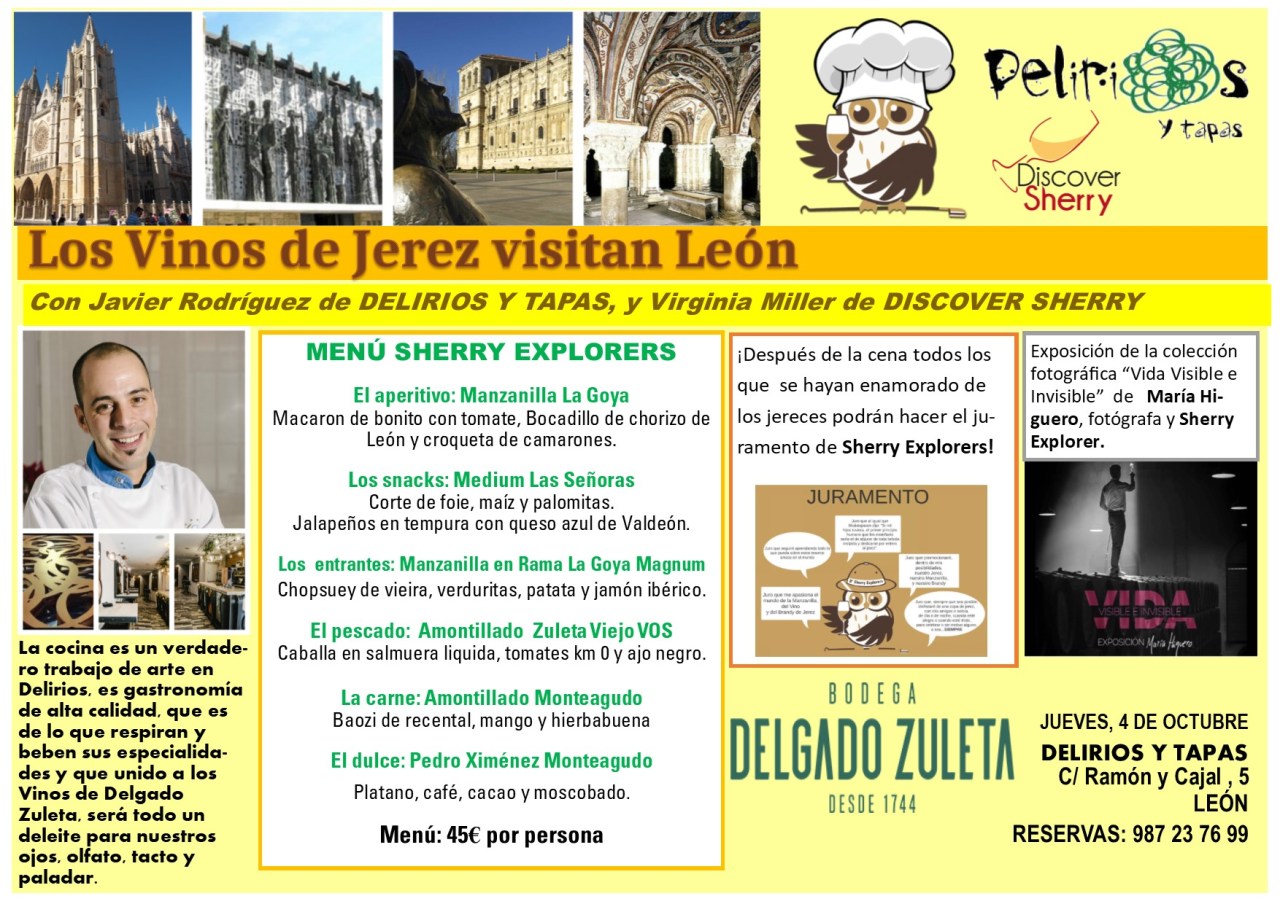 Menú degustación de Delirios y Tapas, León, armonizado con vinos de la Bodega Delgado Zuleta de Sanlúcar de Barrameda/ Tasting Menu at the “Delirios y Tapas” Restaurant in León To be Paired with wines from the Delgado Zuleta Winery in Sanlúcar de&nbsp;Barrameda