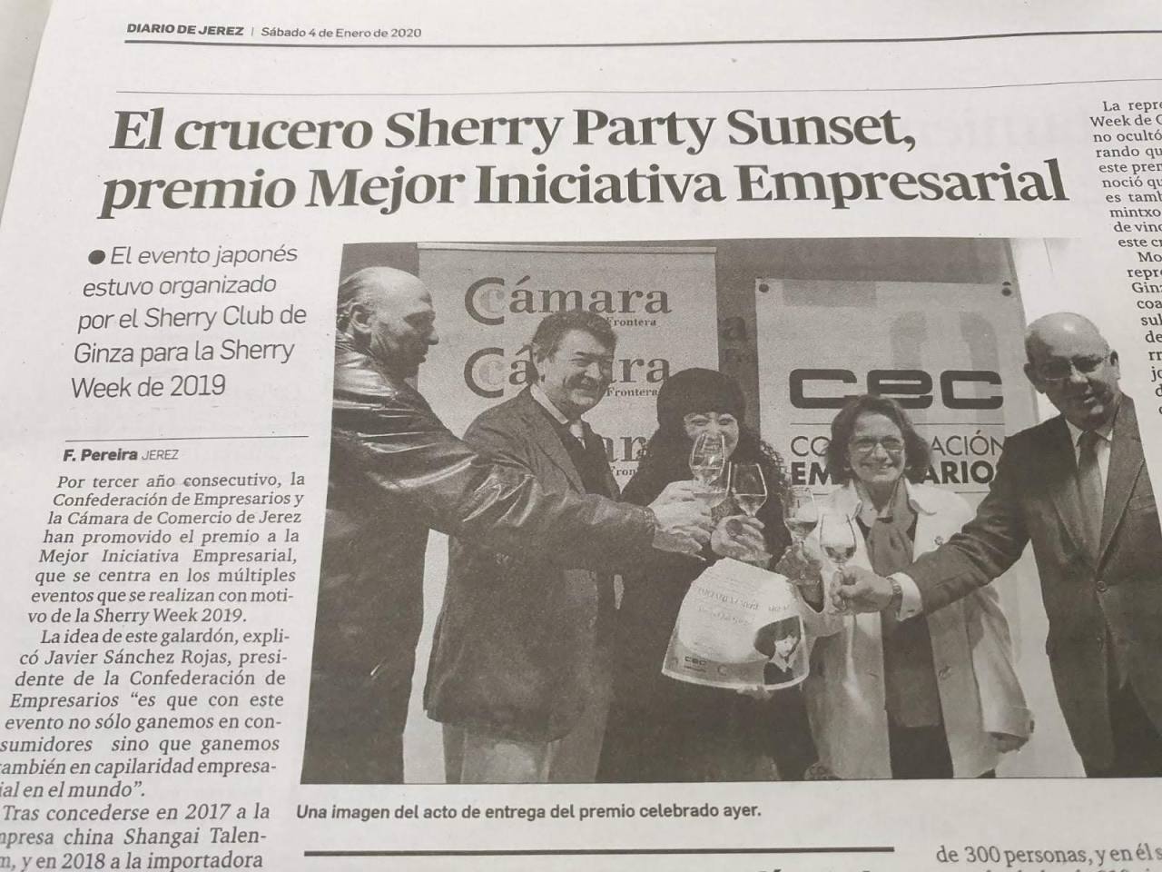 El crucero Sherry Party Sunset, premio Mejor Iniciativa Empresarial (Diario de Jerez.&nbsp;Spanish)