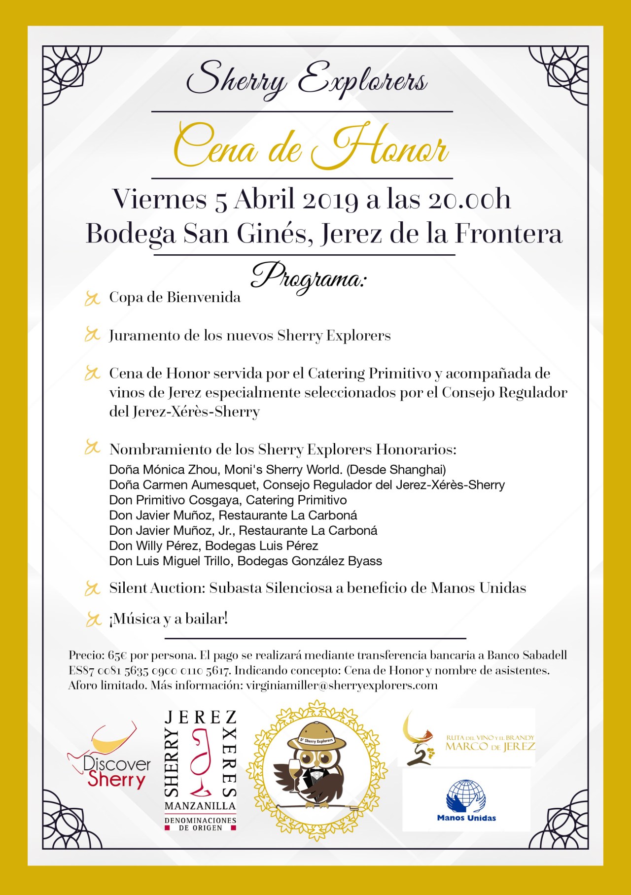 Recuerdos maravillosos – Wonderful memories:           Cena de Honor&nbsp;2018