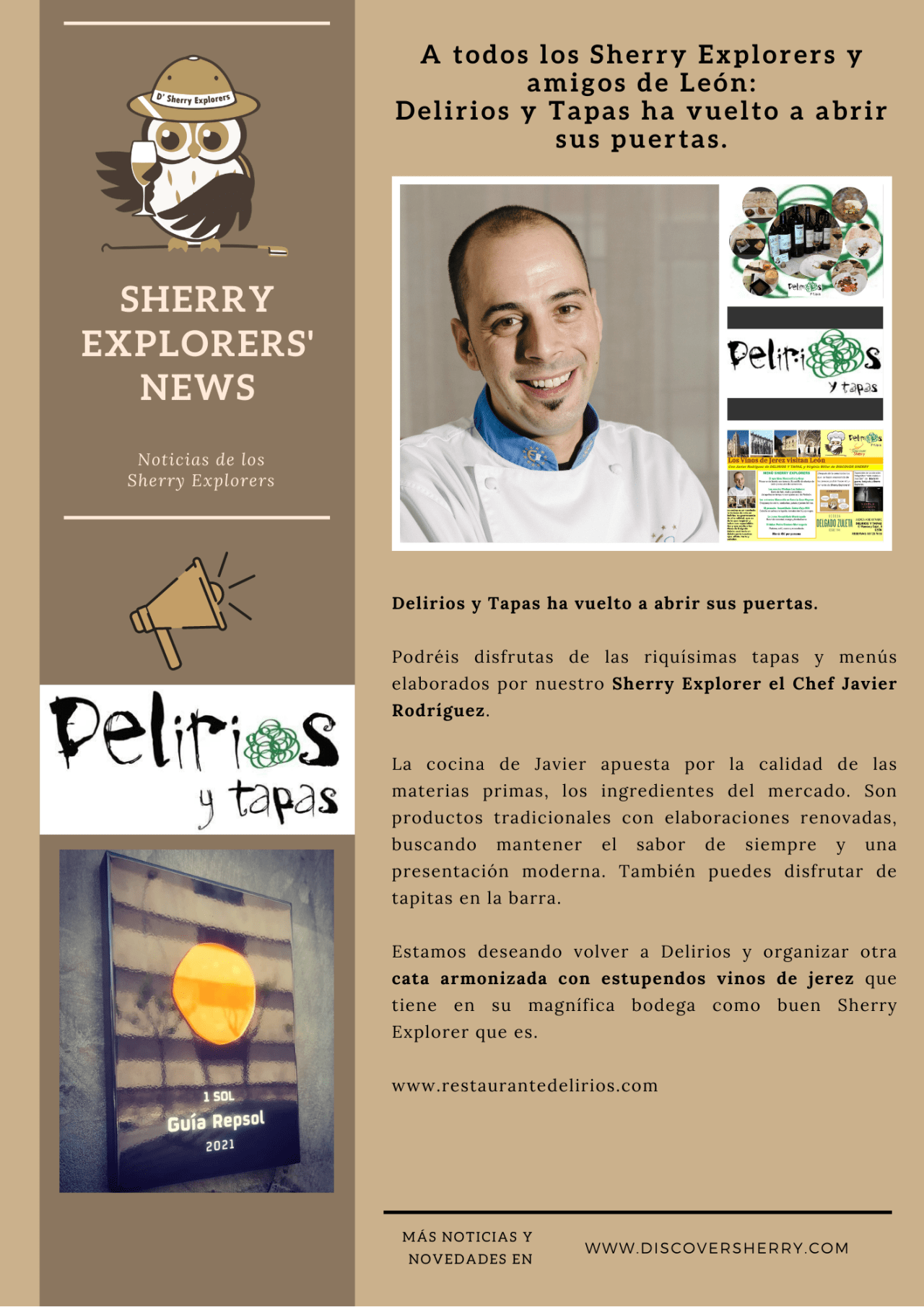 Sherry Explorers’ News: Delirios y Tapas ha vuelto a abrir sus&nbsp;puertas.