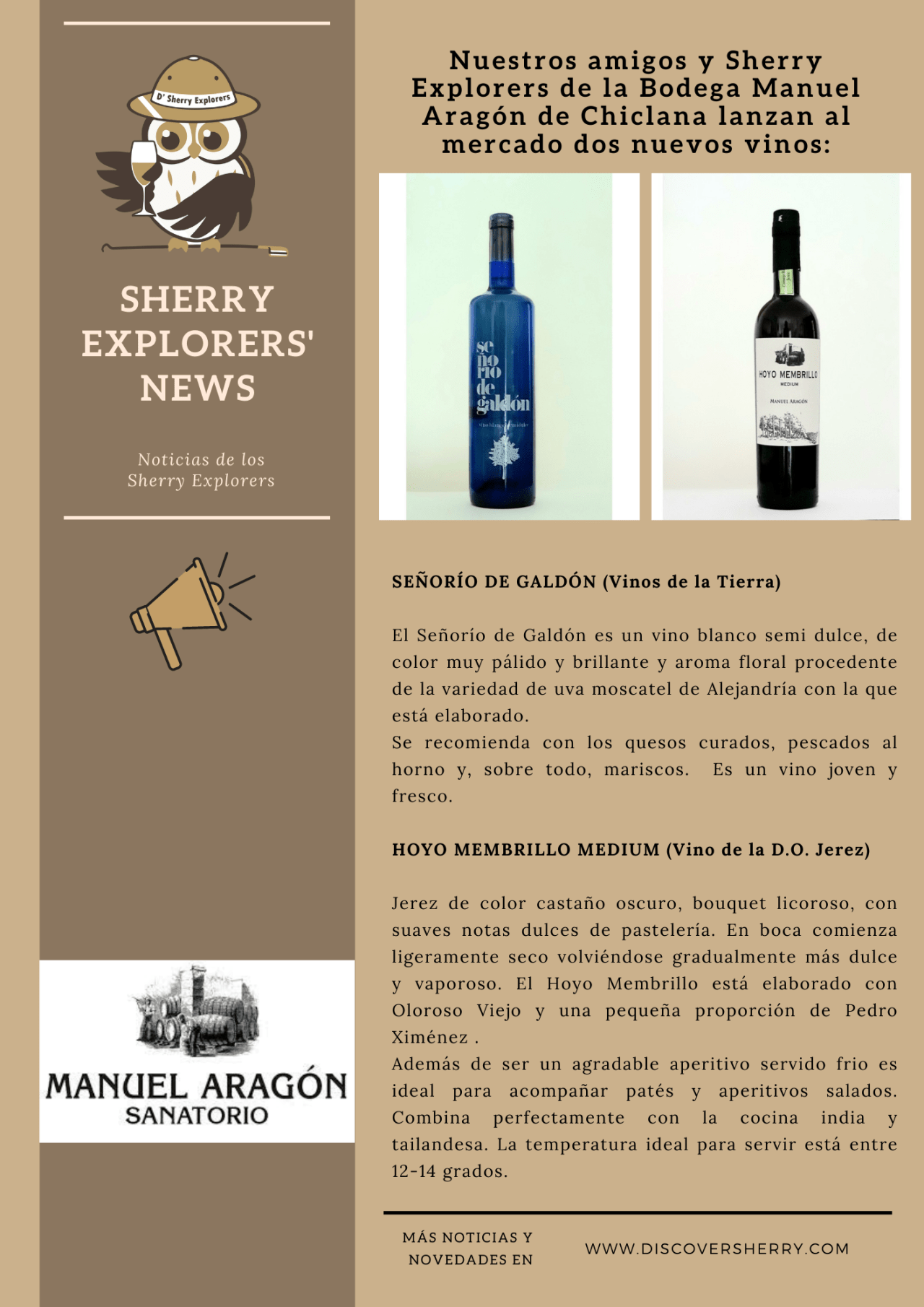 Sherry Explorers’ News: la Bodega Manuel Aragón de Chiclana lanzan al mercado dos nuevos&nbsp;vinos