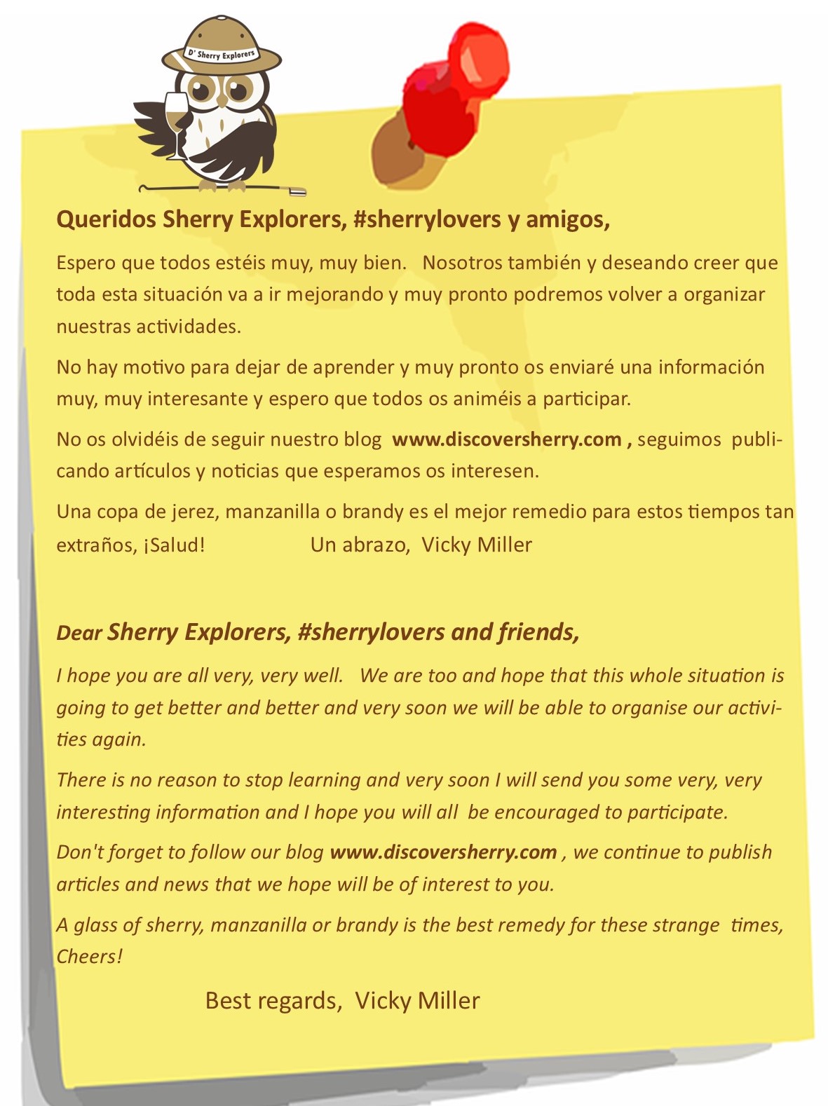 Queridos Sherry Explorers…. Dear Sherry Explorers…