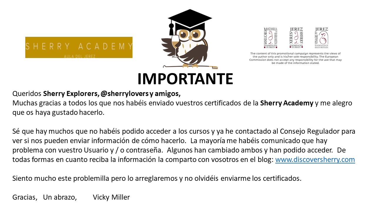 ATENCIÓN SHERRY EXPLORERS, @SHERRY LOVERS Y&nbsp;AMIGOS: