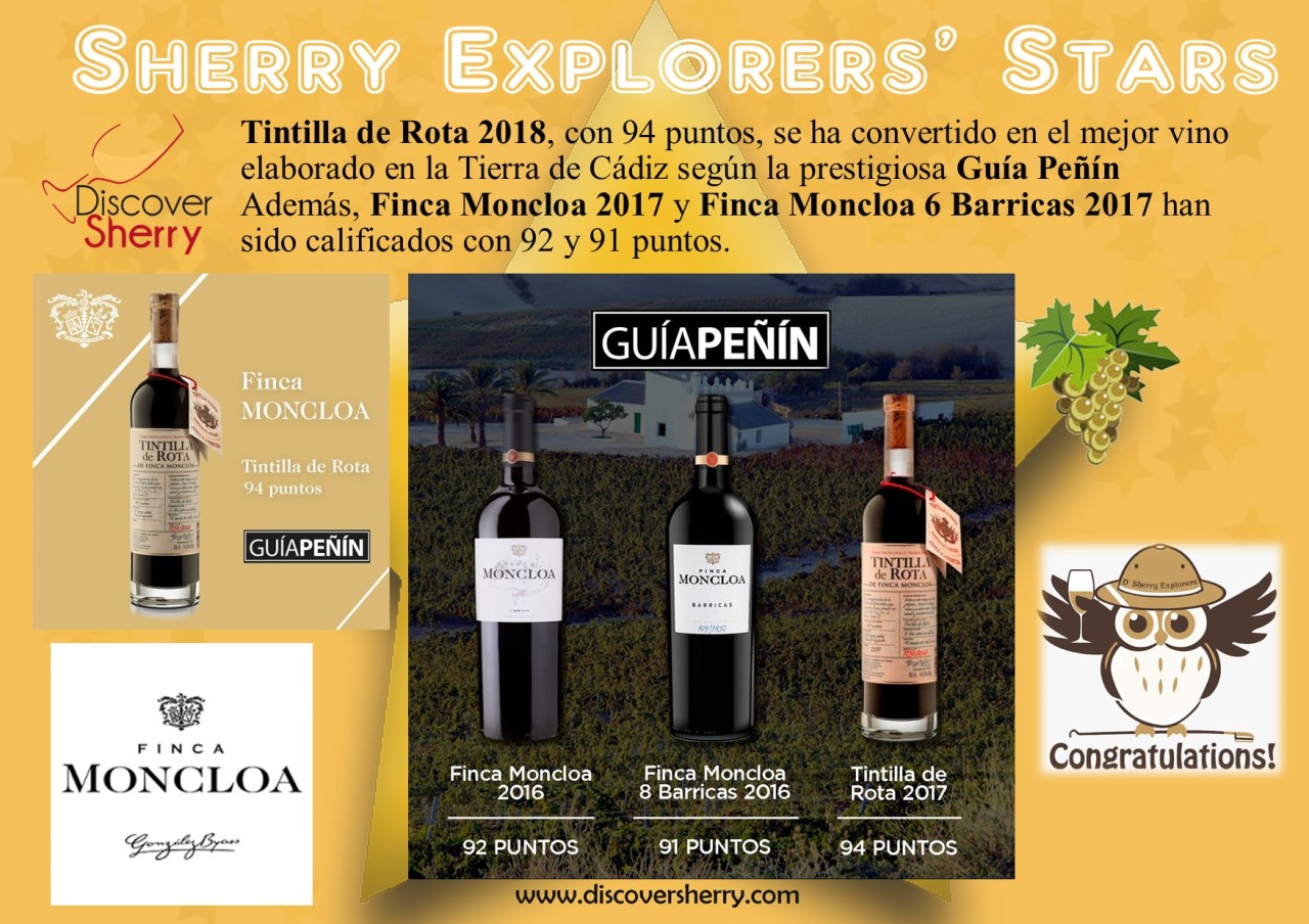 Enhorabuena: Tintilla de Rota 2018 y Finca Moncloa por la excelente puntuación de la Guía&nbsp;Peñín