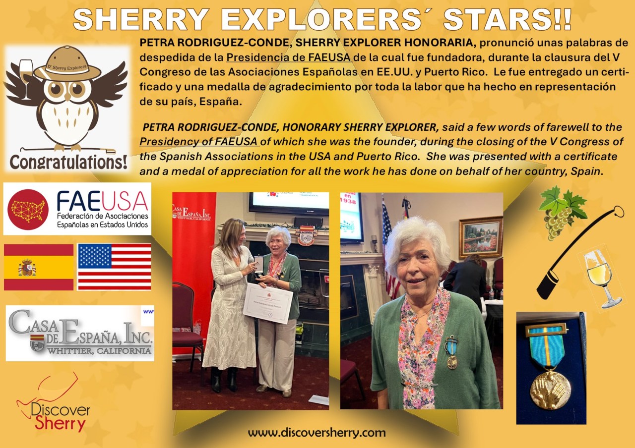 Petra Rodríguez-Conde, Sherry Explorer Honoraria, en su despedida de&nbsp;FAEUSA